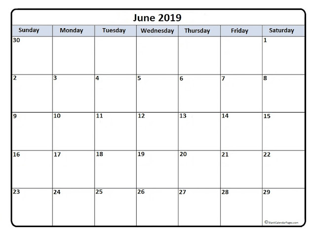 Printable Calendar 2019: [Free]* June 2019 Printable Calendar Blank ...