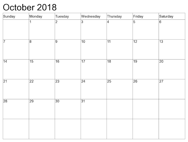 Print October 2018 Calendar, free October 2018 Calendar, printable October 2018 Calendar, October 2018 Calendar Printable, October 2018 Calendar template, October Calendar 2018, October 2018 Blank Calendar