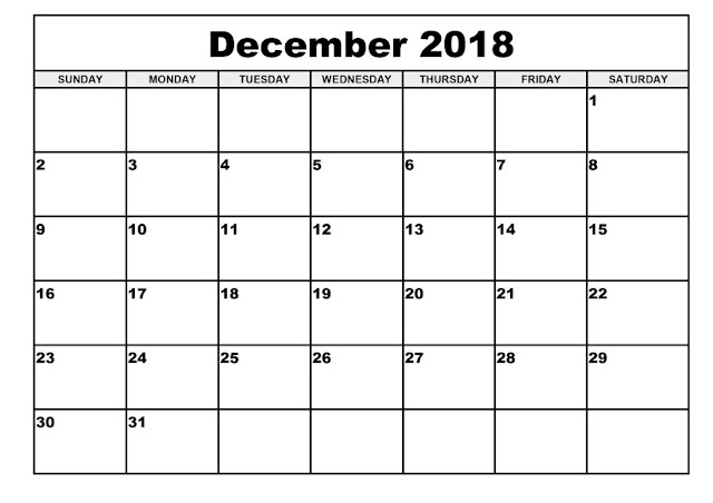 December 2018 Printable Calendar, December 2018 Blank Calendar, December 2018 Calendar Printable, December 2018 Calendar Template, December 2018 Calendar PDF, December 2018 Calendar Word, December 2018 Calendar Excel