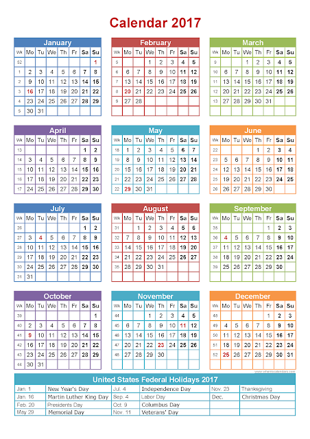 2017 Federal Holidays Calendar, Federal Holiday Calendar 2017, 2017 Federal Holidays Calendar USA, 2017 Federal Holidays Calendar UK