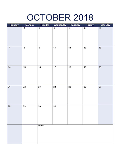 Print October 2018 Calendar, free October 2018 Calendar, printable October 2018 Calendar, October 2018 Calendar Printable, October 2018 Calendar template, October Calendar 2018, October 2018 Blank Calendar