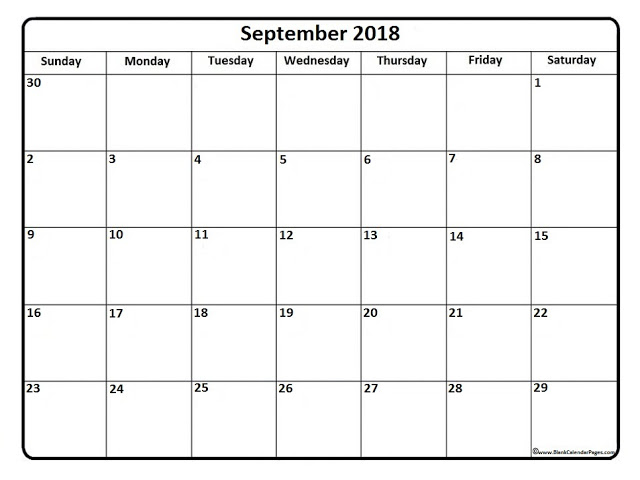 September 2018 Printable Calendar, September 2018 Blank Calendar, September 2018 Calendar Template, September 2018 Calendar Printable, September 2018 Calendar, September Calendar 2018, Calendar, Print September Calendar 2018, Calendar 2018 September, September Templates Calendar 2018