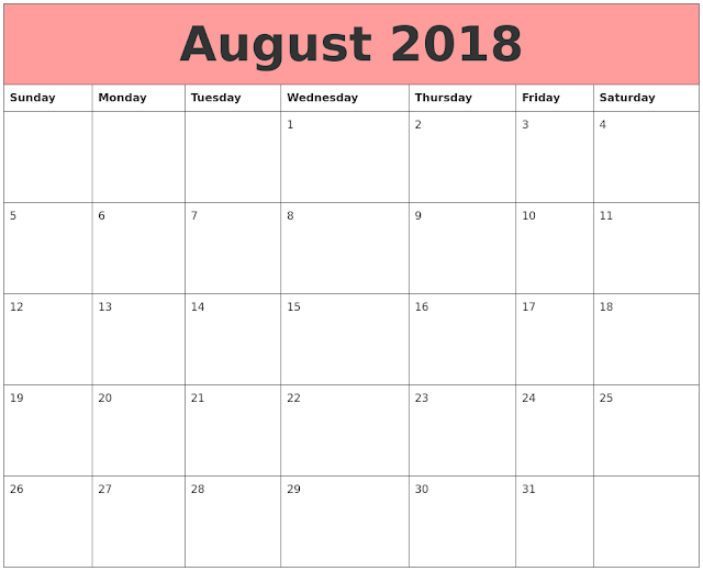 August 2018 Printable Calendar, August 2018 Calendar Printable, August 2018 Calendar Template, Calendar August 2018, Printable August 2018 Calendar, August Calendar 2018, 2018 August Calendar