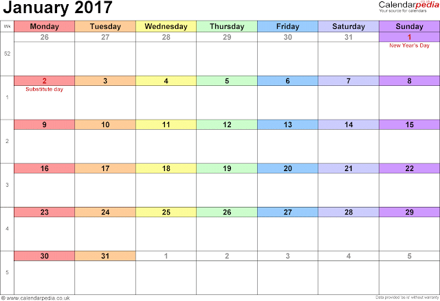 January 2017 Printable Calendar, January 2017 Calendar, January 2017 Calendar Template, January 2017 Calendar Printable, Free January 2017 Calendar, Blank January 2017 Calendar