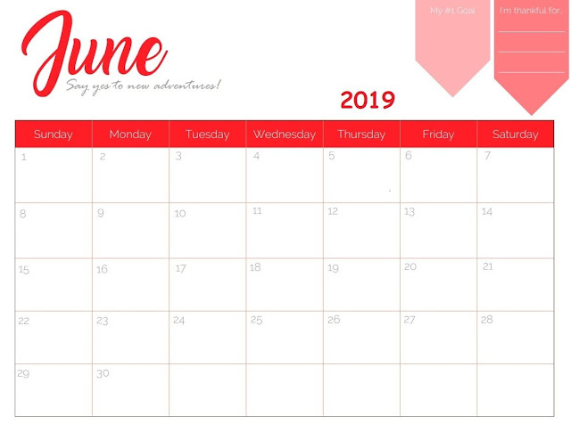 June 2019 Printable Calendar, June 2019 Calendar, June 2019 Calendar Template, Blank June 2019  Calendar, Free June 2019 Calendar, June 2019 Calendar Print, June 2019 Calendar PDF, June 2019  Calendar Holidays, June Calendar 2019