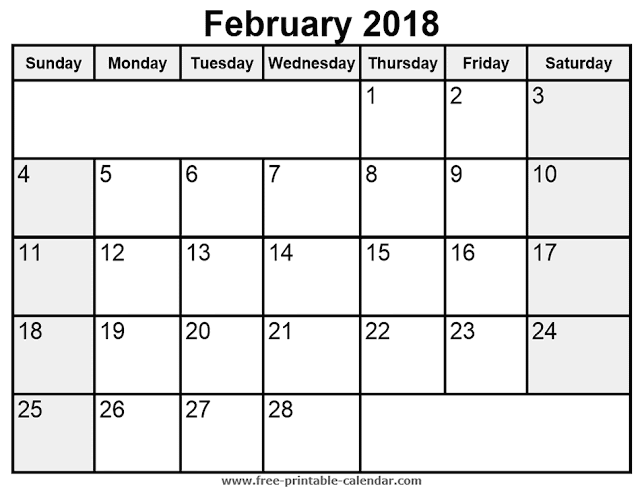 February 2018 Printable Calendar, February 2018 Blank Calendar, February 2018 Calendar Template, February 2018 Calendar Printable, February 2018 Calendar. February Calendar 2016, February Calendar, Print February Calendar 2016, Calendar 2018 February, February Templates Calendar 2018