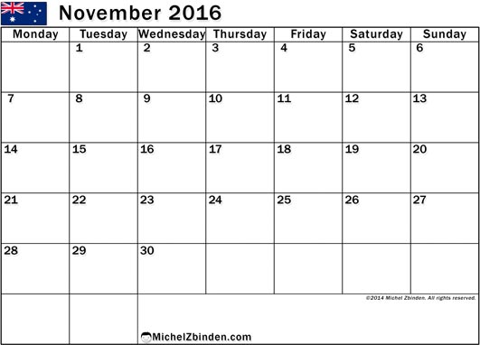 November 2016 Holiday Calendar Australia, November 2016 Australia Holiday Calendar, November 2016 Holiday Calendar, November 2016 Calendar with Holidays, November 2016 Calendar Holidays