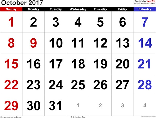 October 2017 Calendar, free October 2017 Calendar, printable October 2017 Calendar, October 2017 Calendar Printable, October 2017 Calendar template, October Calendar 2017, October 2017 Blank Calendar