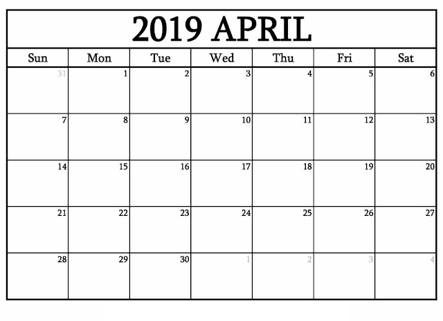 April 2019 Printable Calendar, April 2019 Calendar, April 2019 Calendar Template, Blank April 2019 Calendar, Free April 2019 Calendar, April 2019 Calendar Print, April 2019 Calendar PDF, April 2019 Calendar Holidays, April Calendar 2019