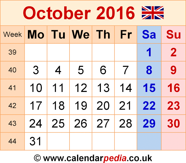 October 2016 Calendar Holidays USA, October 2016 Calendar Holidays UK, October 2016 Calendar Holidays Canada, October 2016 Calendar Holidays USA Australia, October 2016 Calendar with Holidays, October 2016 Religious Holiday Calendar