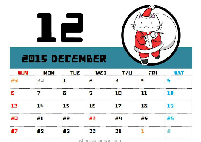 December 2015 Christmas Calendar Printable