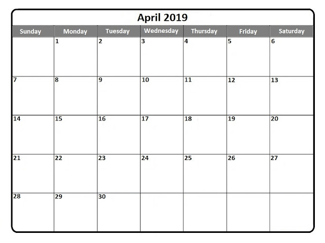 April 2019 Printable Calendar, April 2019 Calendar, April 2019 Calendar Template, Blank April 2019 Calendar, Free April 2019 Calendar, April 2019 Calendar Print, April 2019 Calendar PDF, April 2019 Calendar Holidays, April Calendar 2019